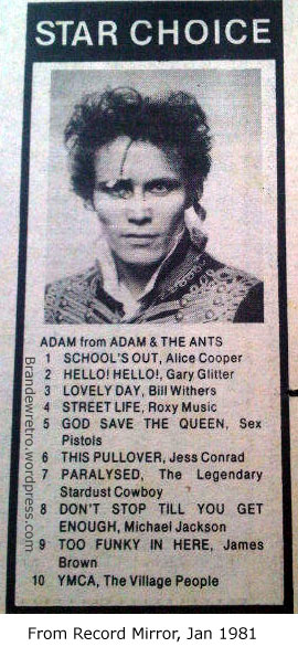 adam ant his top 10 fave records record mirror jan 1981
