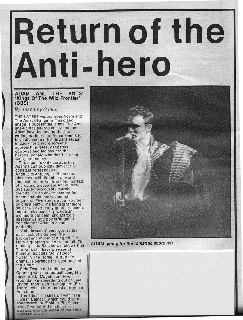 Kings of Wild Frontier Review Record Mirror 1980