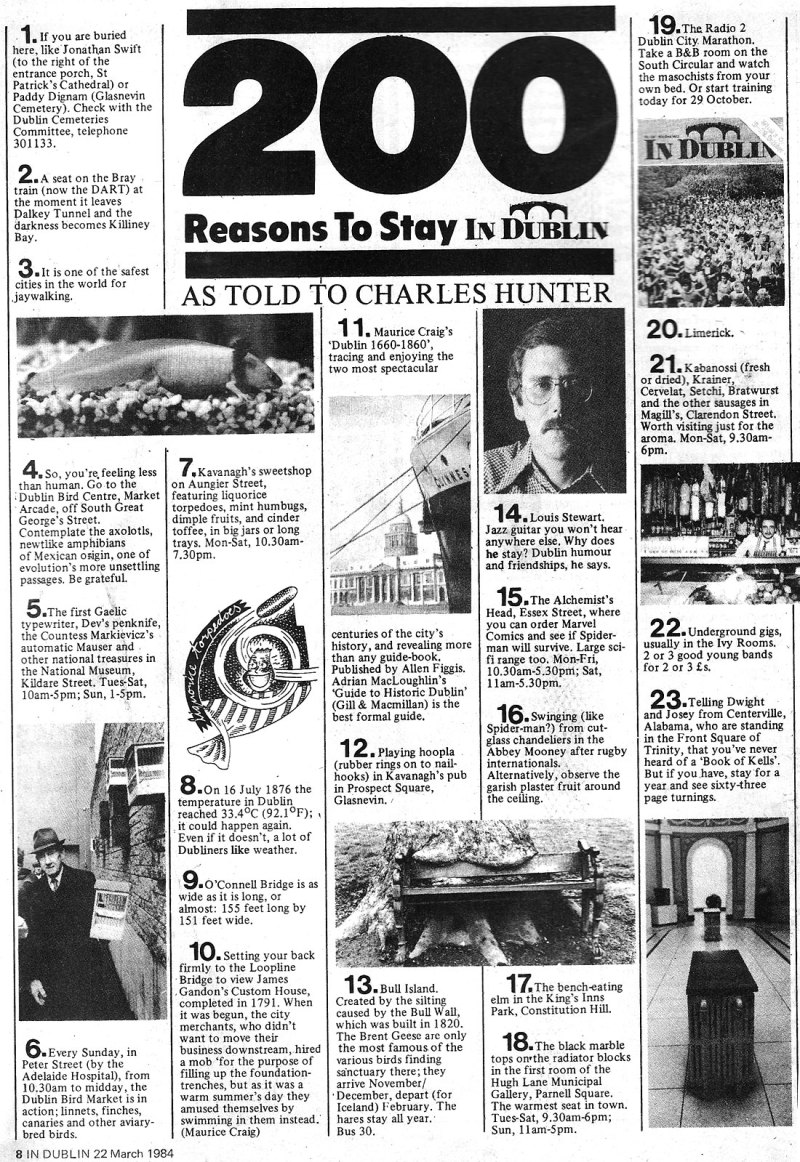 in dublin magazine march 1984 200 reasons to stay in dublin 1-23 in dublin magazine march 1984 200 reasons to stay in dublin 1-23