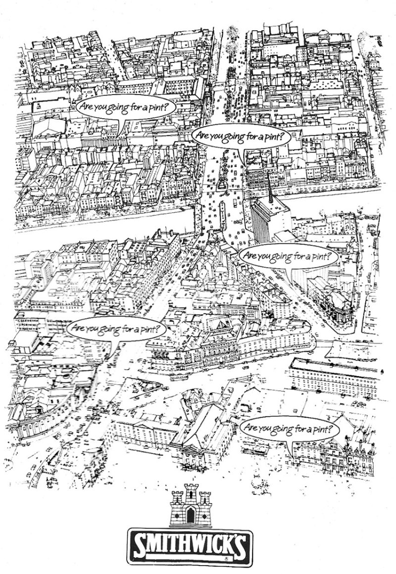 smithwicks are you going for a pint 1987 dublin illustration