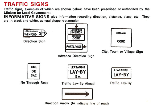 irish rules of the road 1967 ireland signs