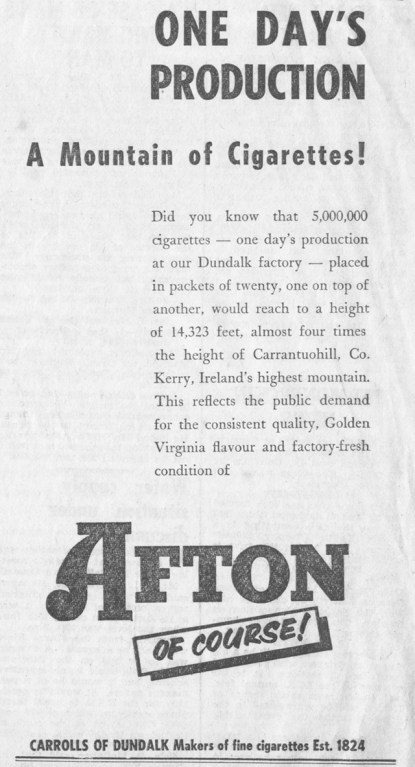 advert 1956 fton made by Carrolls dundalk