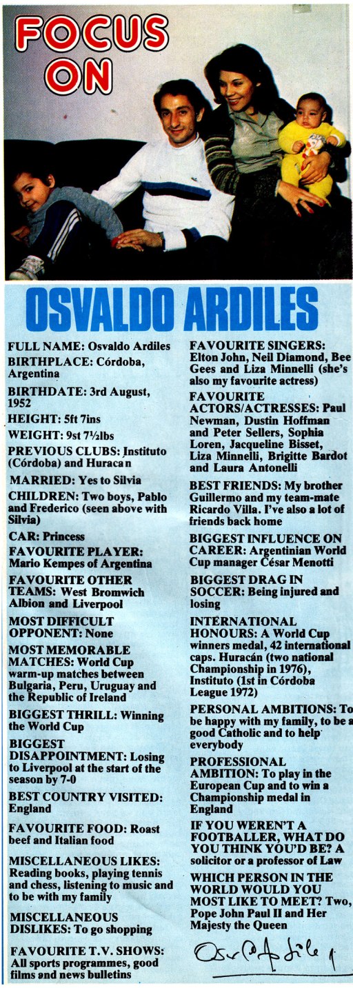 focus on ossie ardiles 1979