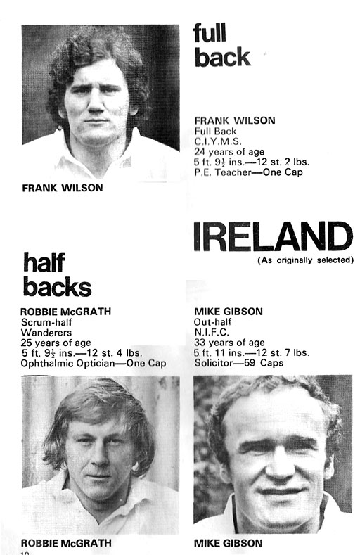 backs ireland rugby 1977