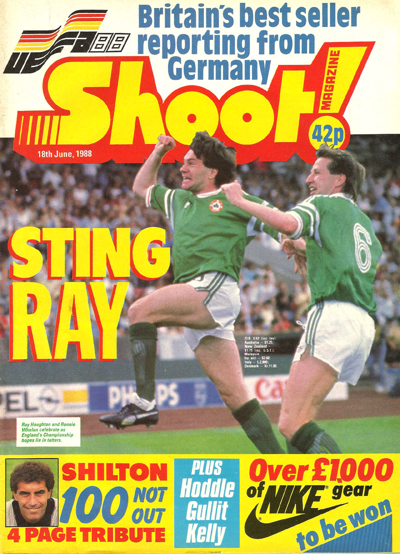 ireland v england uefa 1988 stuttgart shoot mag cover