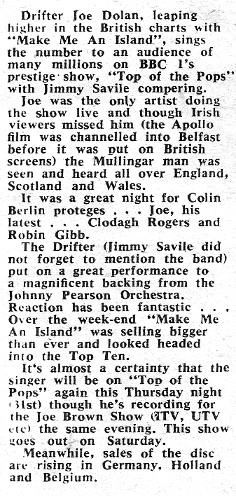 text joe dolan totp 1969