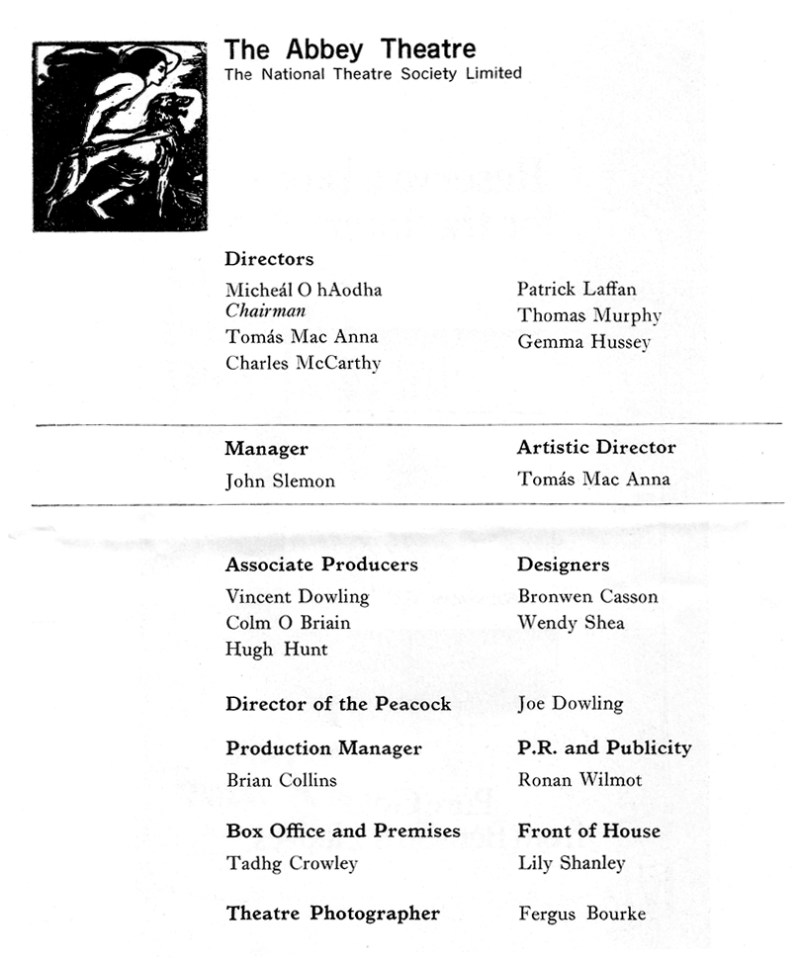 abbey theatre directors etc 1974