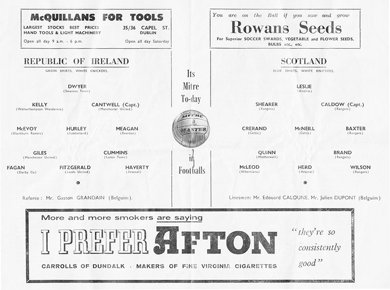 ireland v scotland teams 1961